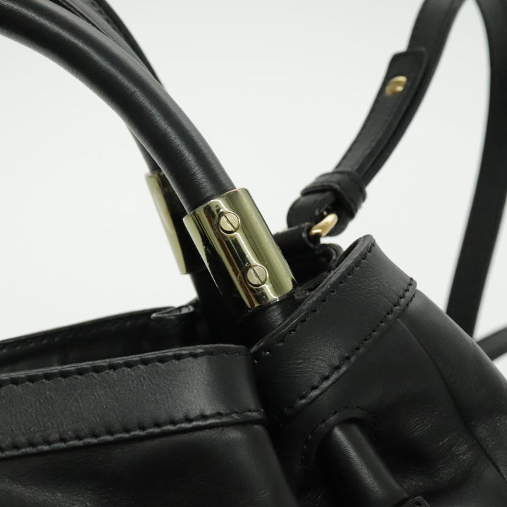 Chloe Victoria Hand Bag Leather 2way Black fm3978