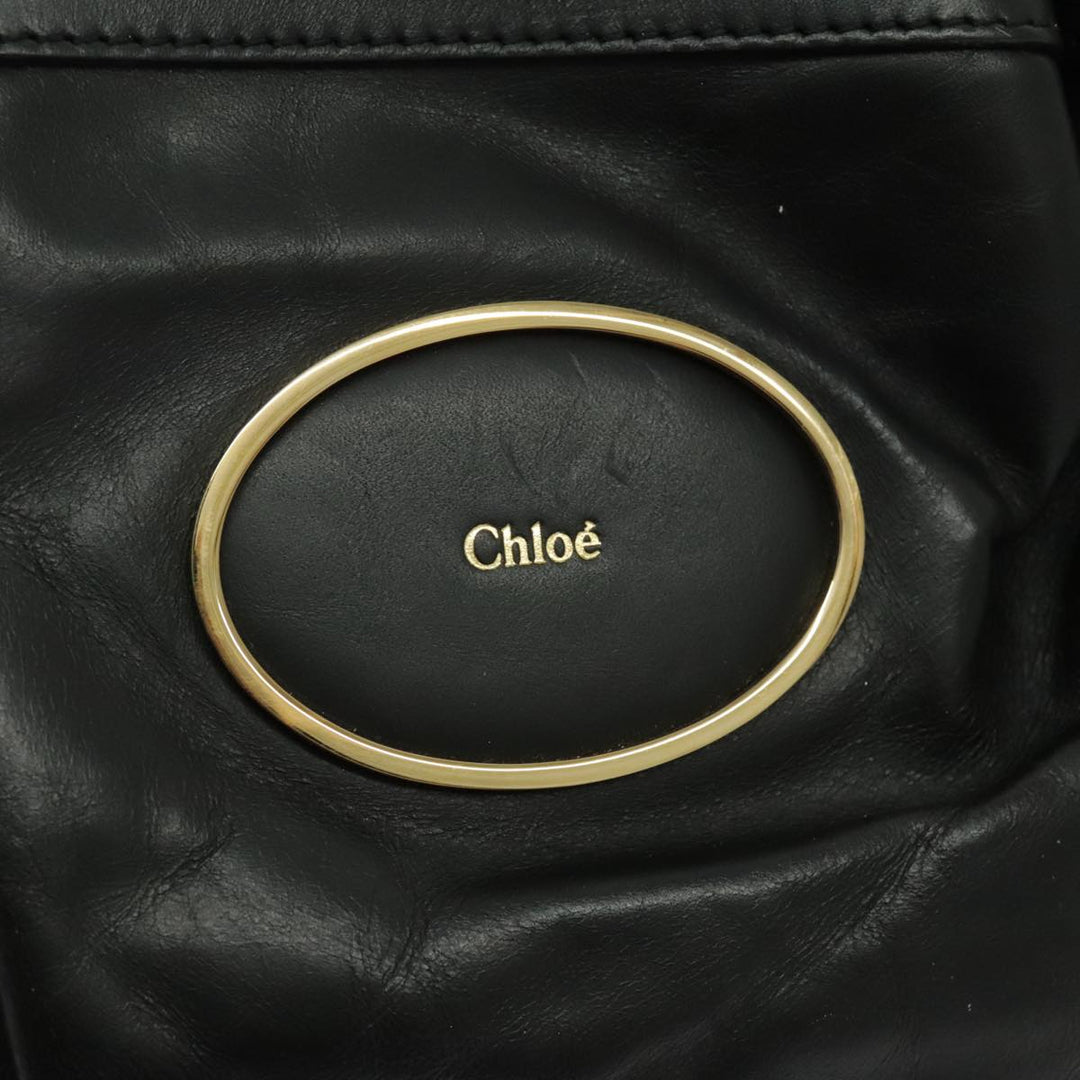 Chloe Victoria Hand Bag Leather 2way Black fm3978