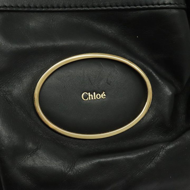 Chloe Victoria Hand Bag Leather 2way Black fm3978