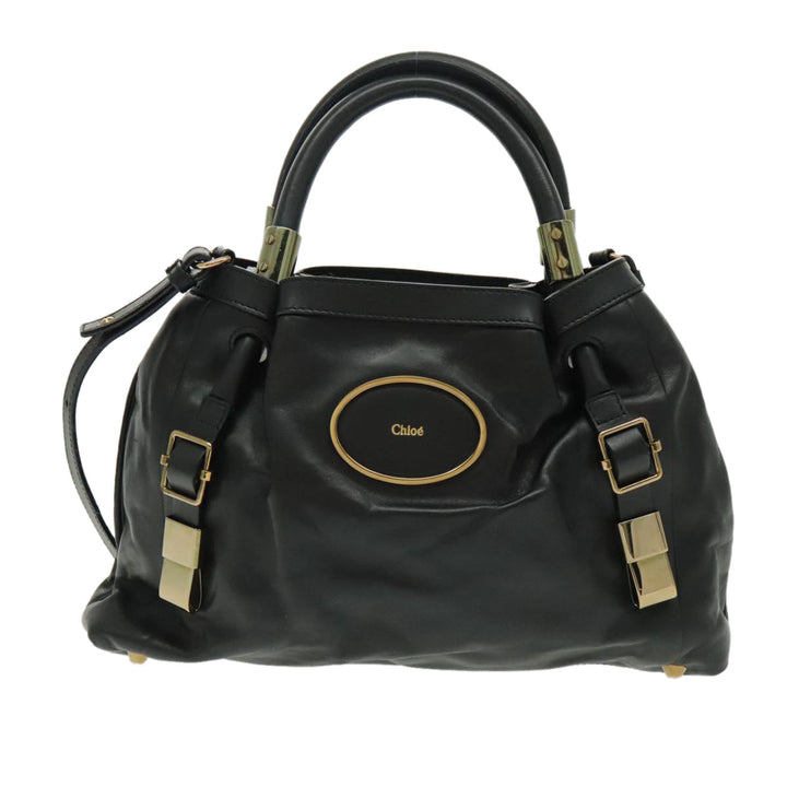 Chloe Victoria Hand Bag Leather 2way Black fm3978