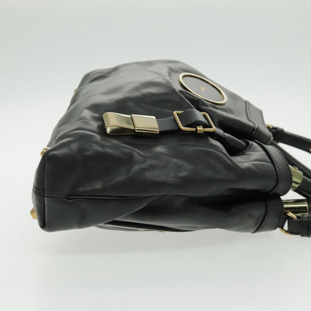 Chloe Victoria Hand Bag Leather 2way Black fm3978
