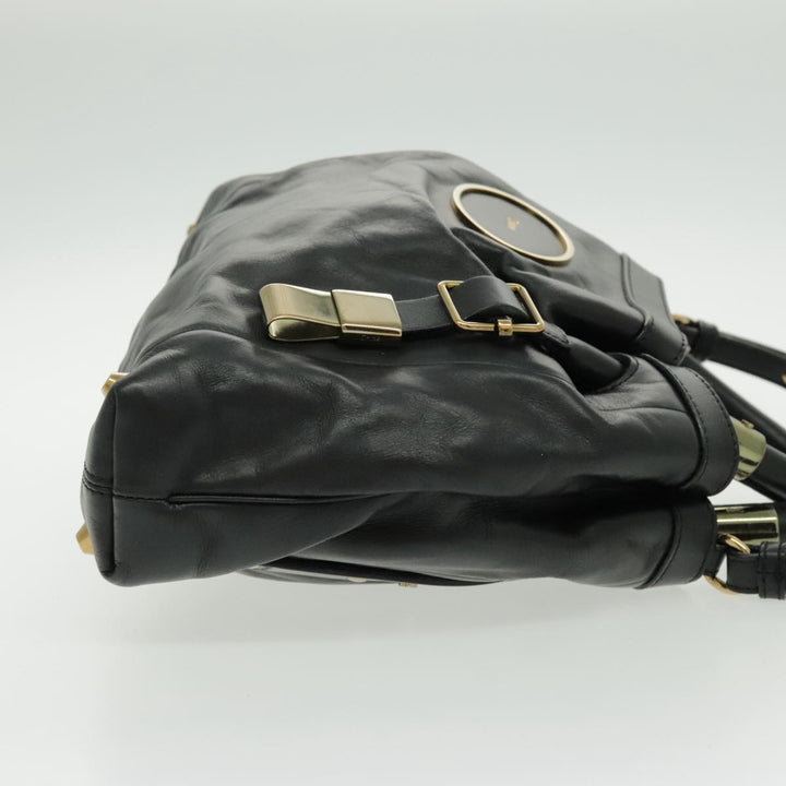 Chloe Victoria Hand Bag Leather 2way Black fm3978