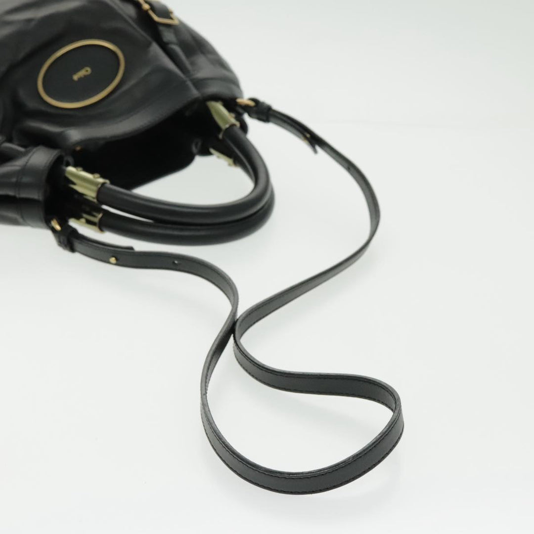 Chloe Victoria Hand Bag Leather 2way Black fm3978