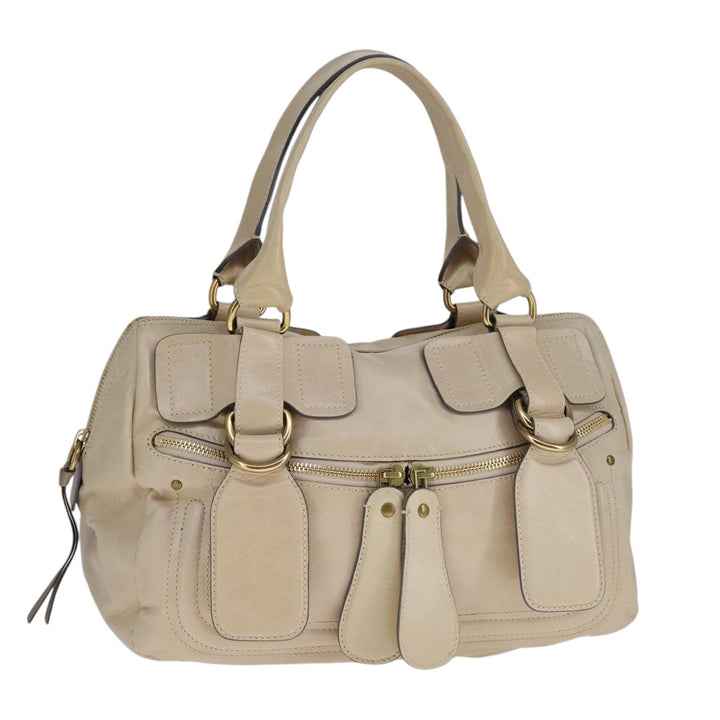 Chloe Hand Bag Leather Beige fm4270