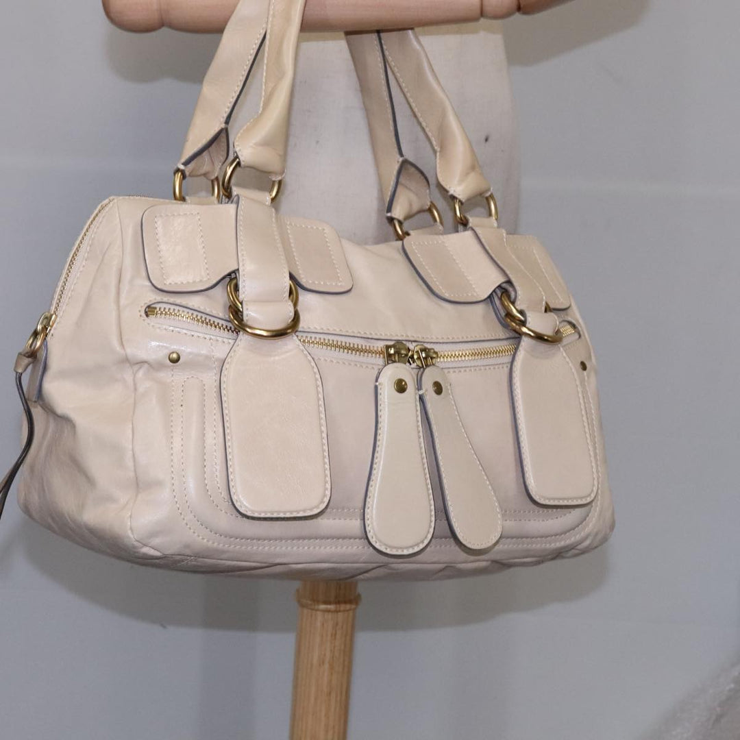 Chloe Hand Bag Leather Beige fm4270