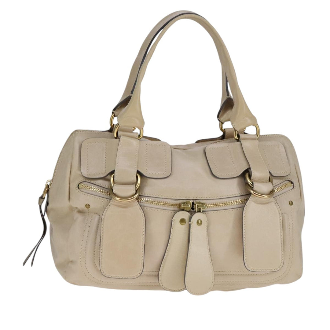 Chloe Hand Bag Leather Beige fm4270