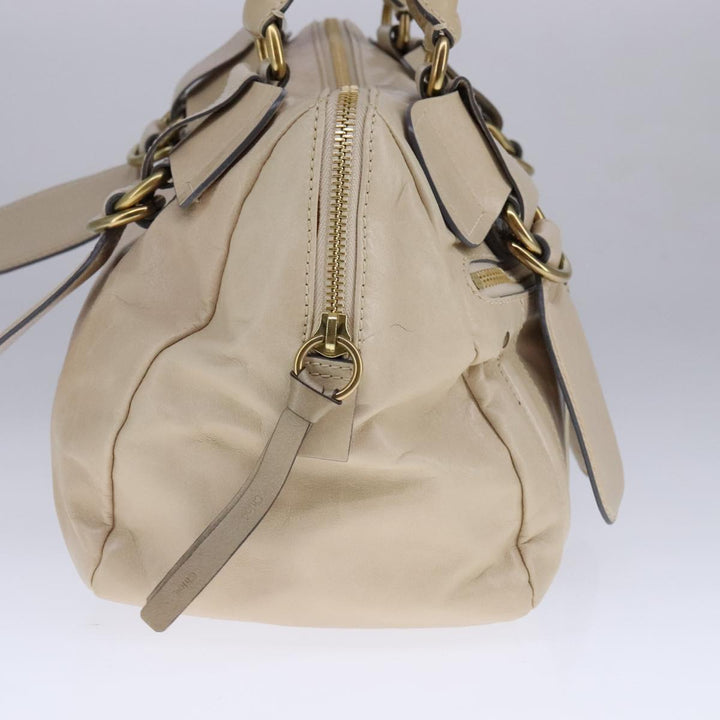 Chloe Hand Bag Leather Beige fm4270