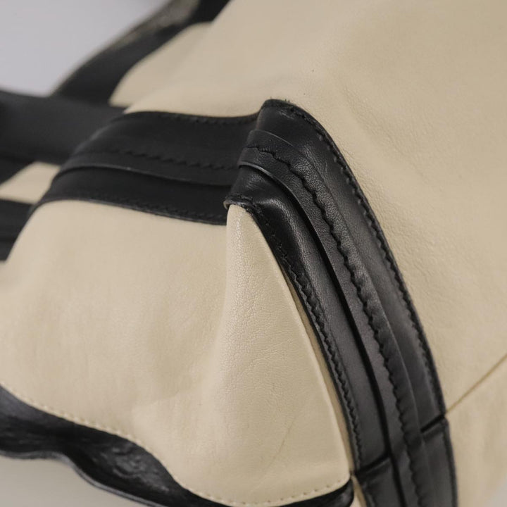 Chloe Anson Hand Bag Leather White Black fm4271