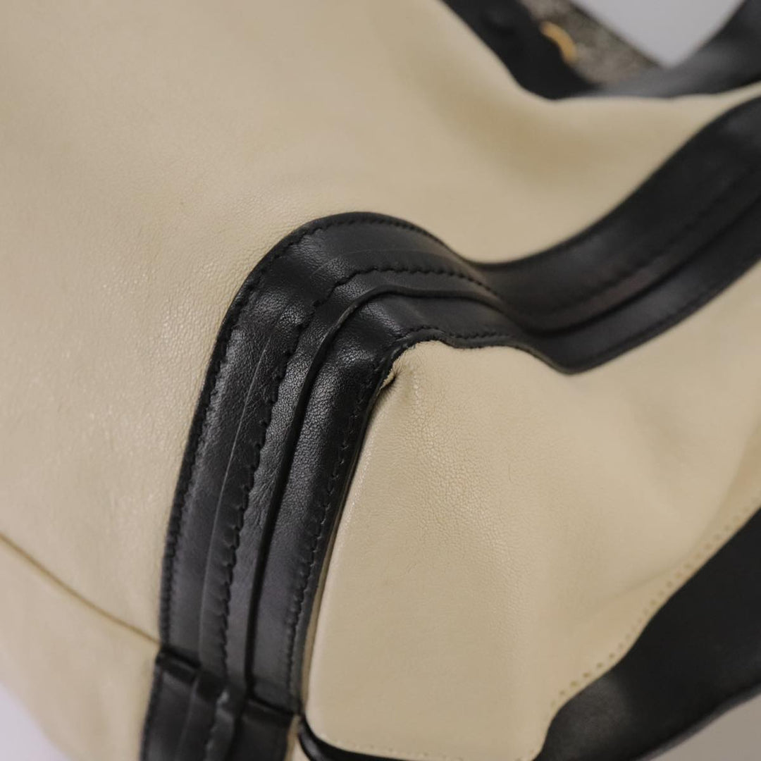 Chloe Anson Hand Bag Leather White Black fm4271