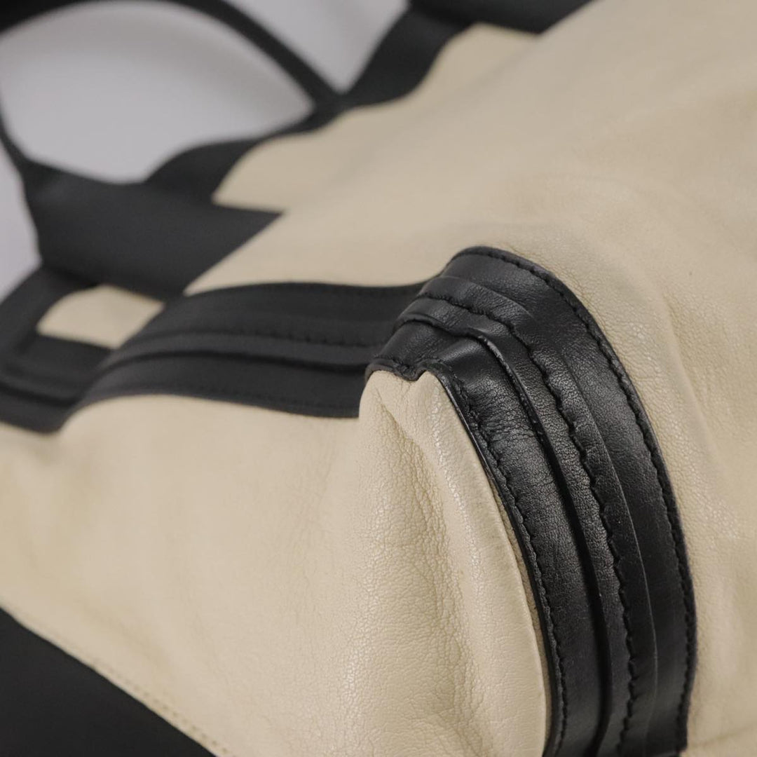 Chloe Anson Hand Bag Leather White Black fm4271