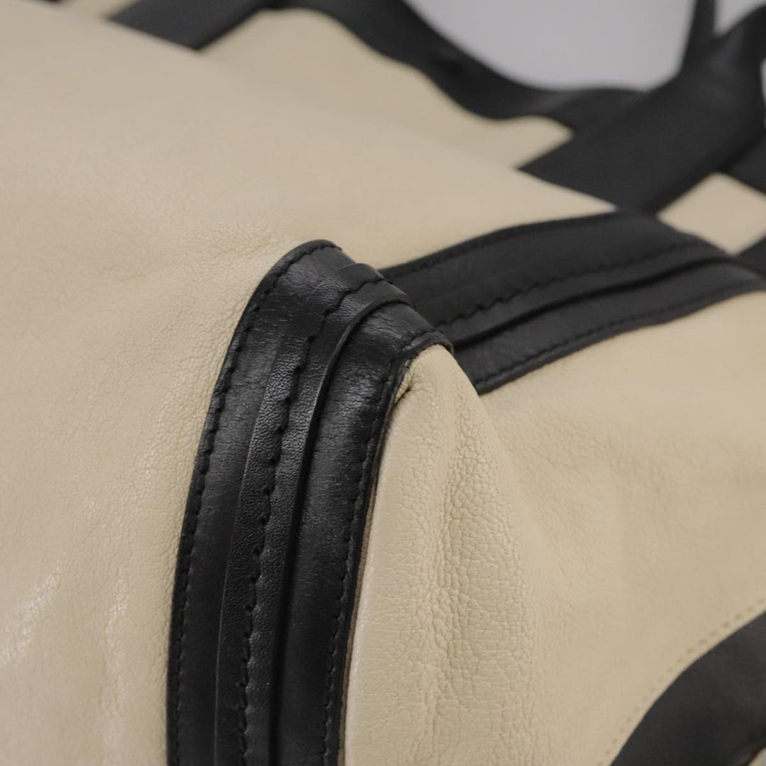 Chloe Anson Hand Bag Leather White Black fm4271