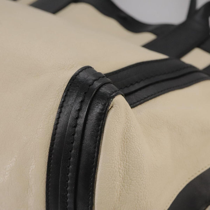 Chloe Anson Hand Bag Leather White Black fm4271