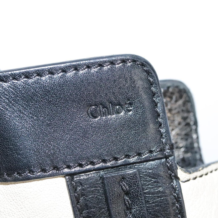 Chloe Anson Hand Bag Leather White Black fm4271