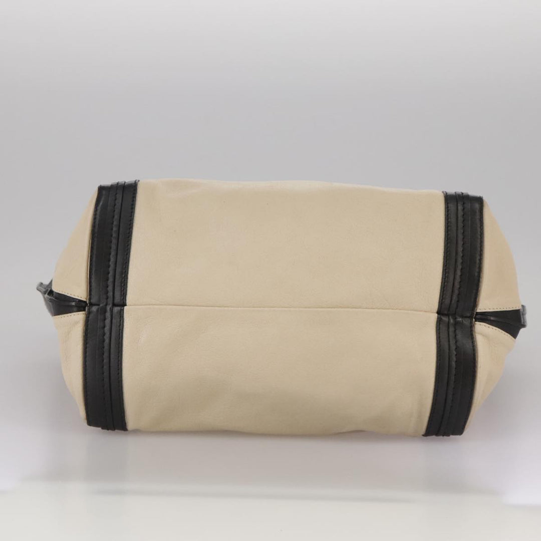 Chloe Anson Hand Bag Leather White Black fm4271