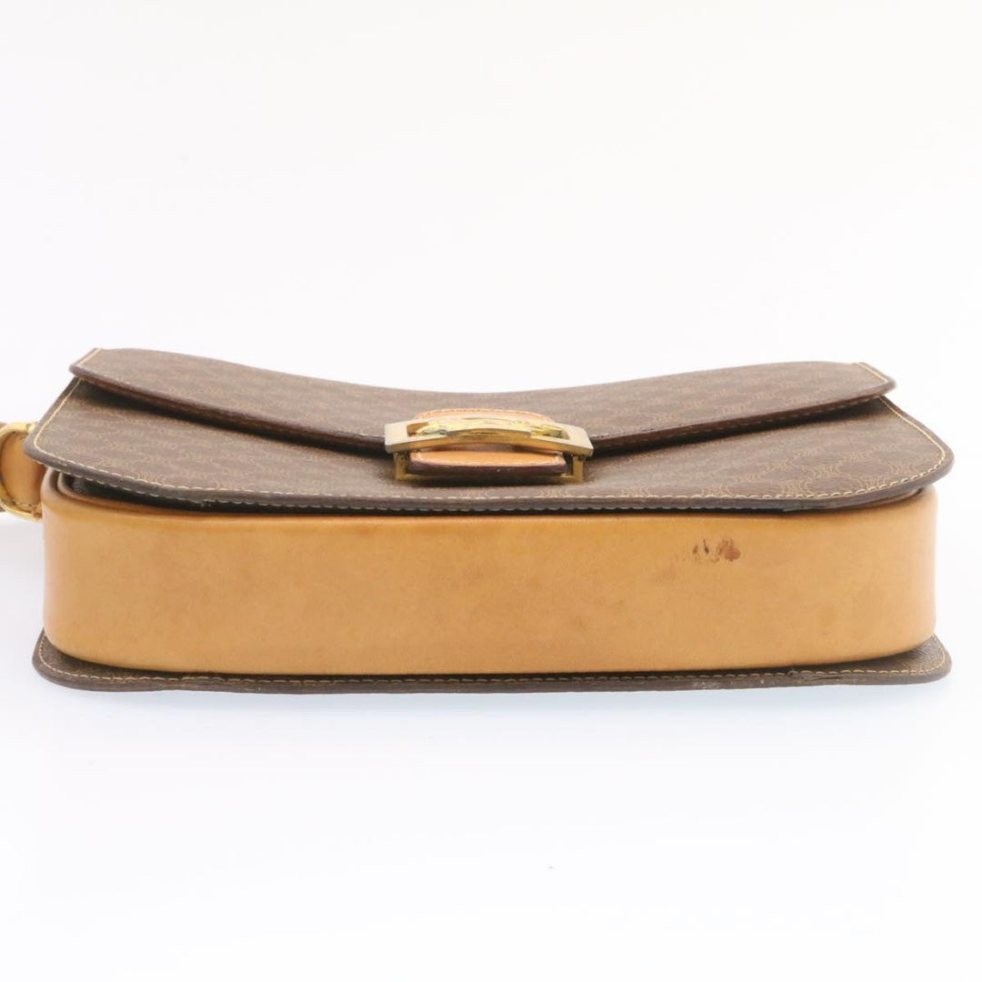 Celine Horse Carriage Macadam Canvas Shoulder Bag Brown  fm673
