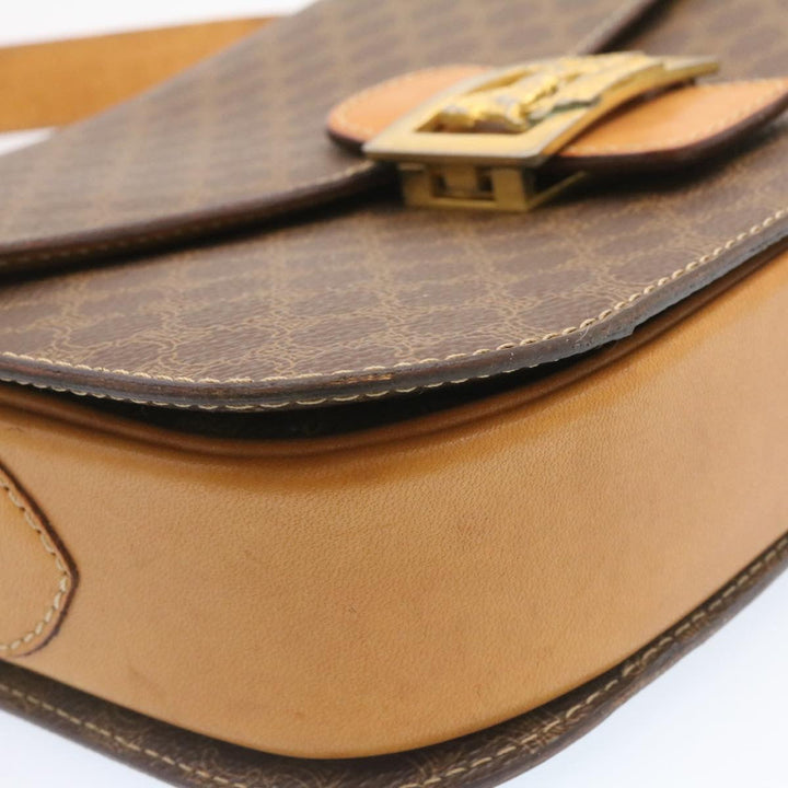 Celine Horse Carriage Macadam Canvas Shoulder Bag Brown  fm673