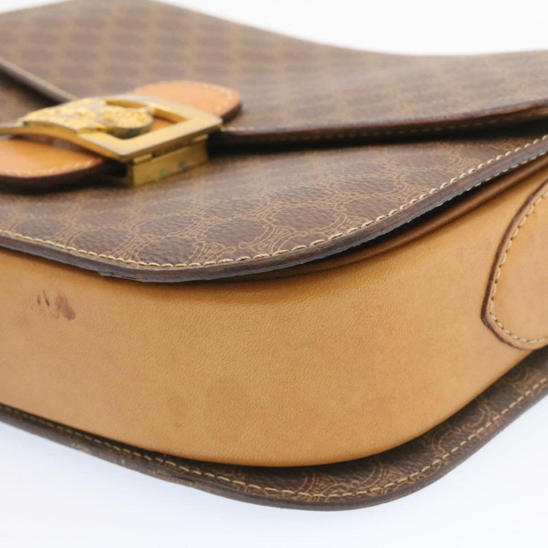 Celine Horse Carriage Macadam Canvas Shoulder Bag Brown  fm673