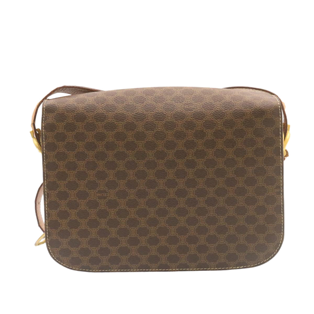 Celine Horse Carriage Macadam Canvas Shoulder Bag Brown  fm673