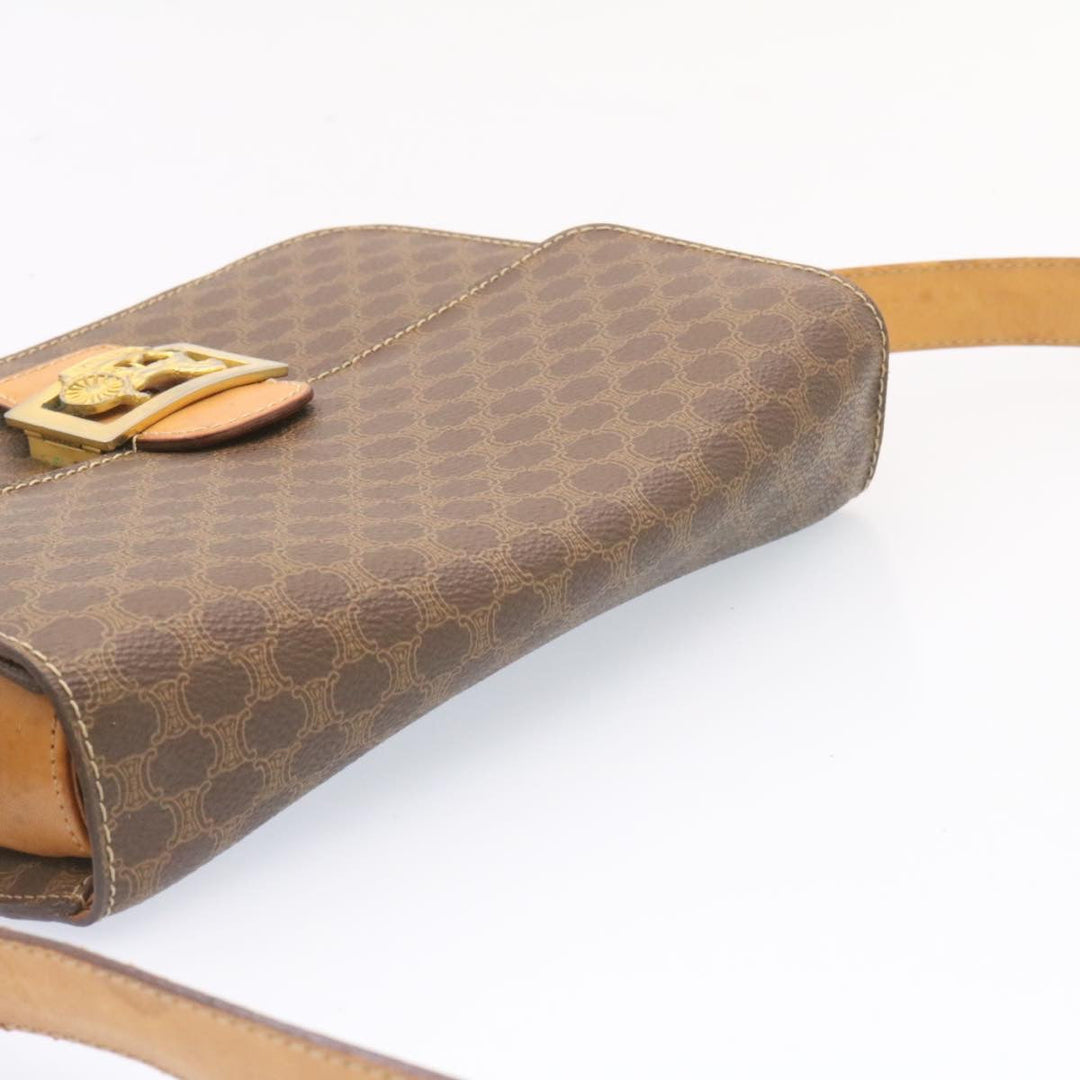 Celine Horse Carriage Macadam Canvas Shoulder Bag Brown  fm673