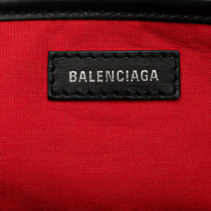 Top Quality Balenciaga Wool Leather Navy Cabas M Check Handbag Tote 339933