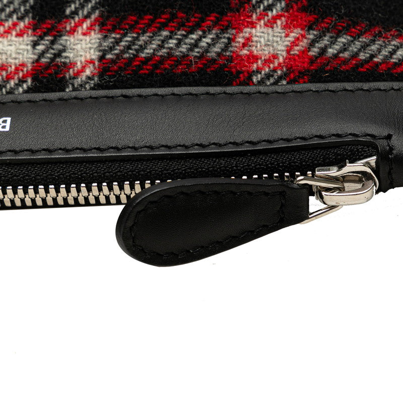 Top Quality Balenciaga Wool Leather Navy Cabas M Check Handbag Tote 339933
