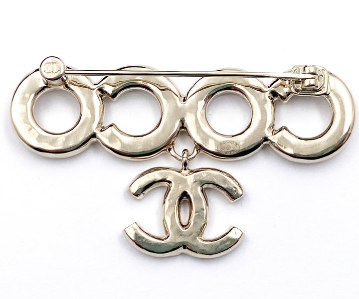 Chanel Brand New Gold CC Cocobana Pearl Dangle Brooch