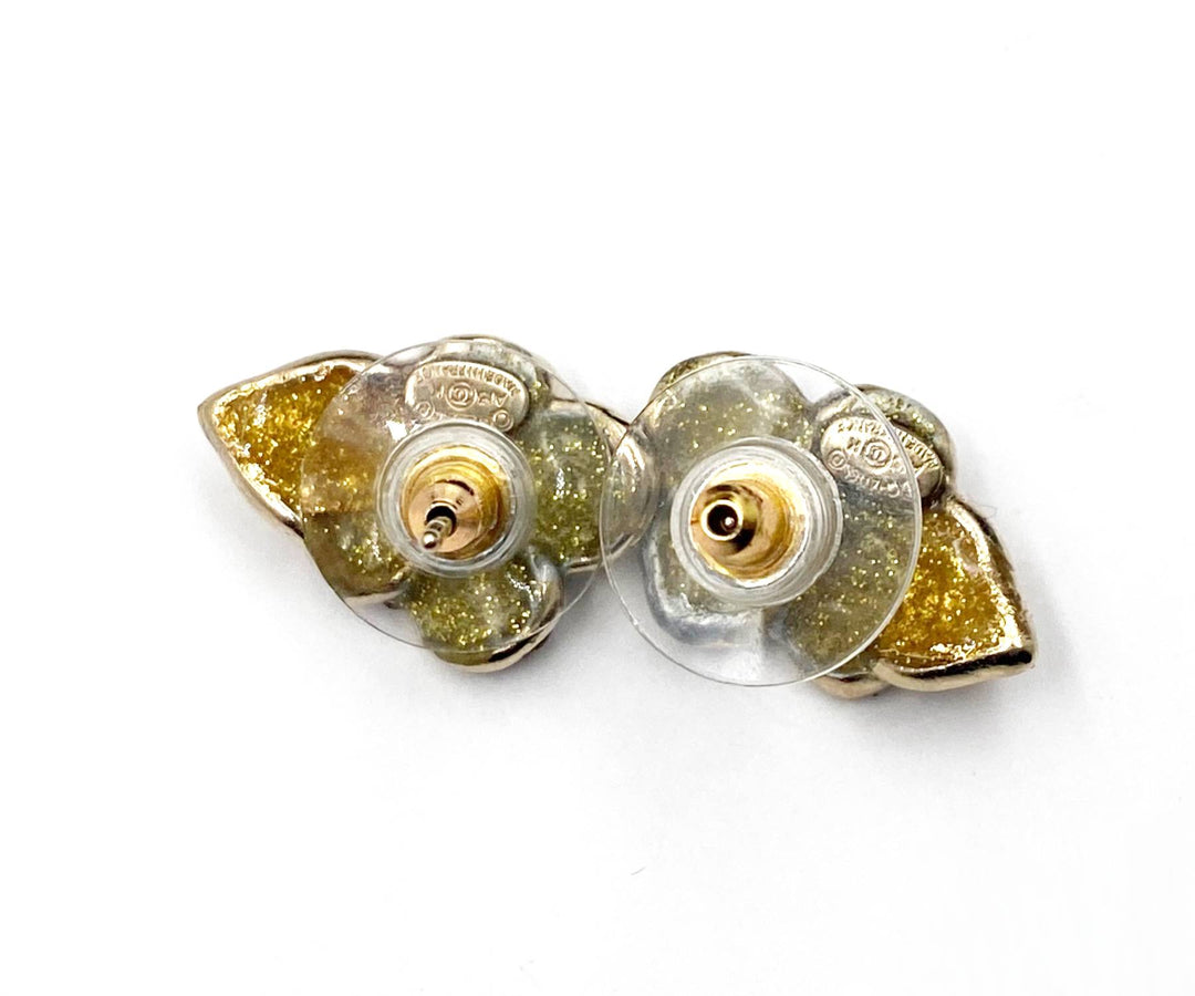 Chanel Gold CC Flower Dangle Piercing Earrings