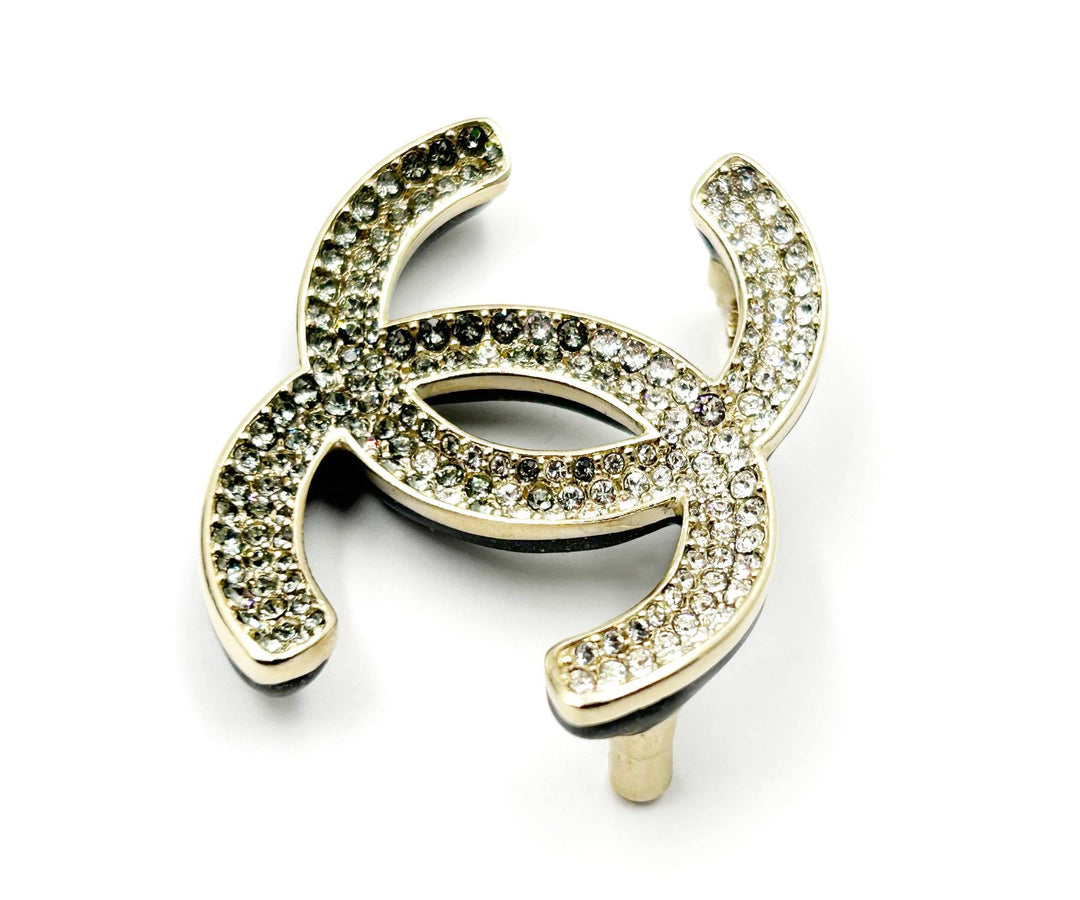 Chanel Brand New Silver Grey Ombre Black Curve Brooch