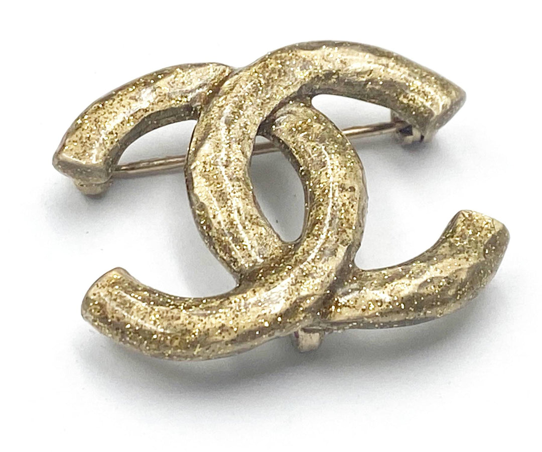 Chanel Gold CC Glitter Pendant Small Brooch