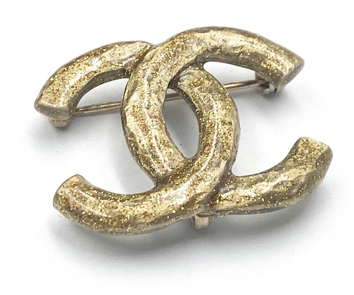 Chanel Gold CC Glitter Pendant Small Brooch