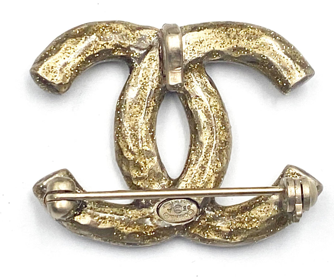 Chanel Gold CC Glitter Pendant Small Brooch