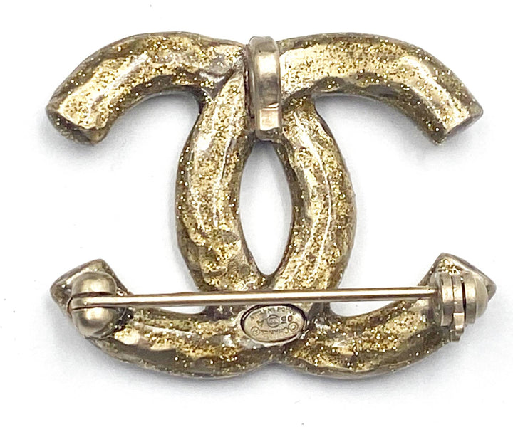 Chanel Gold CC Glitter Pendant Small Brooch