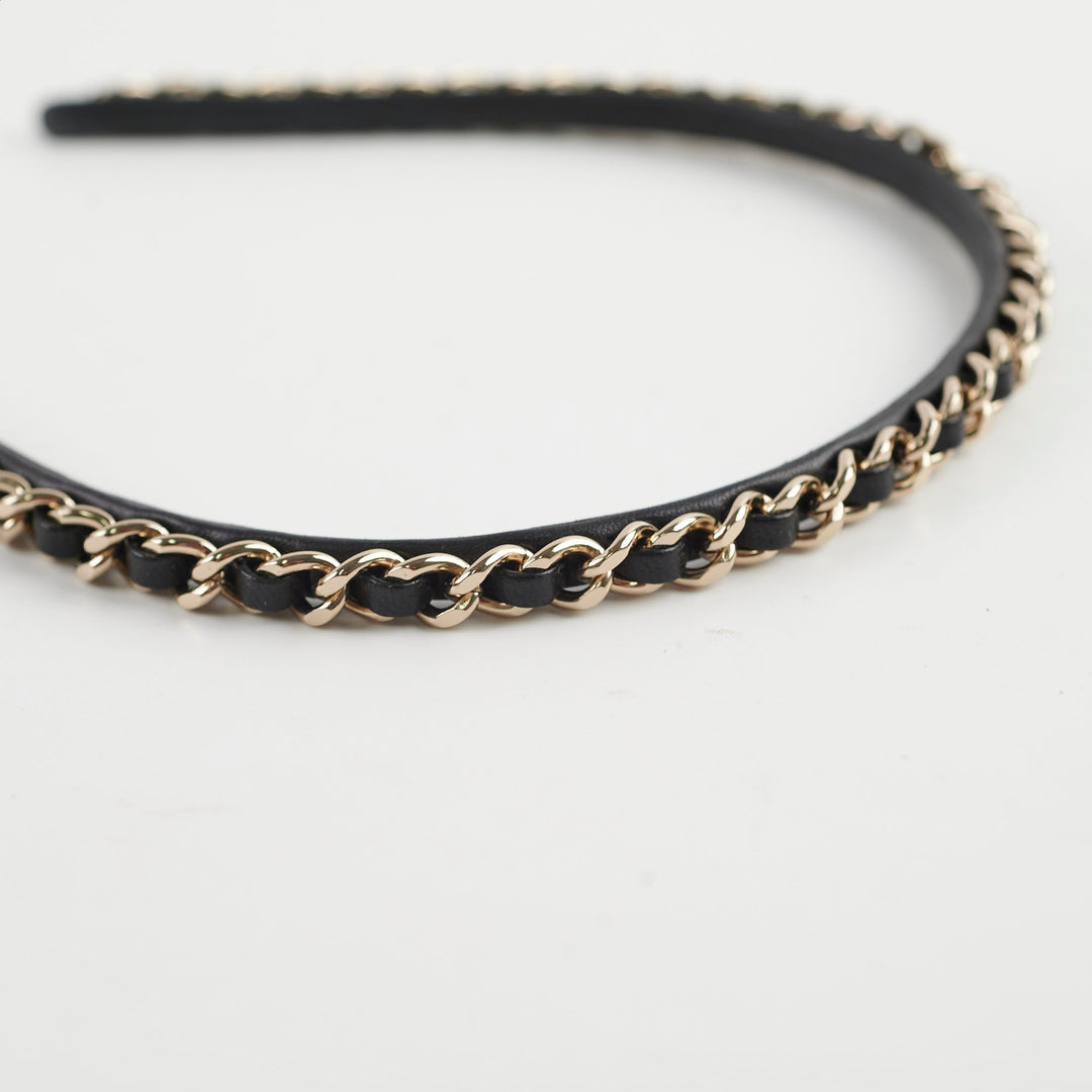 Top Quality Chanel Black Chain CC Logo Headband