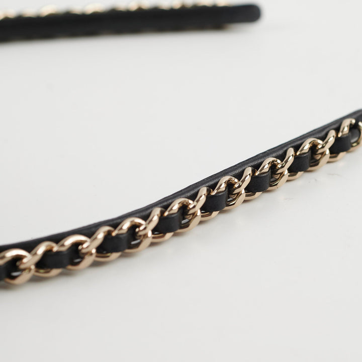 Top Quality Chanel Black Chain CC Logo Headband