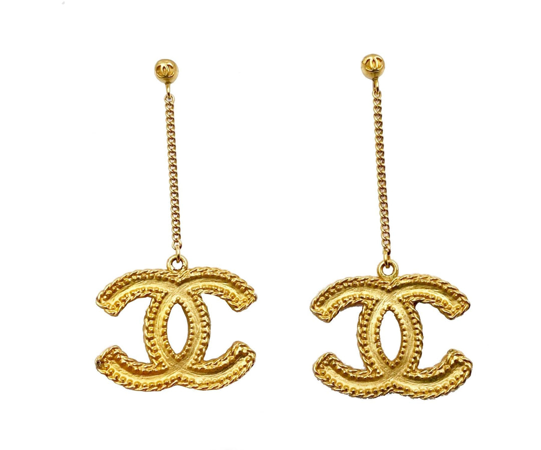 Top Quality Chanel Classic Gold CC Dangle Piercing Earrings