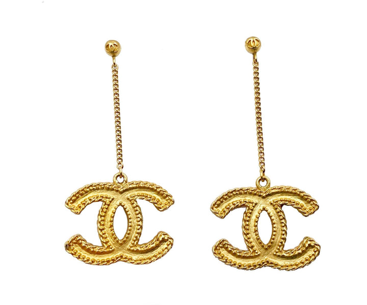 Top Quality Chanel Classic Gold CC Dangle Piercing Earrings