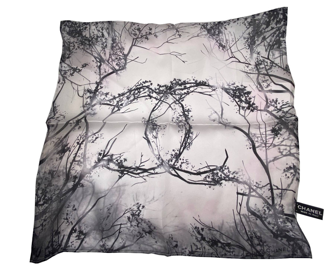 Chanel Brand New Grey CC Silk Small Scarf