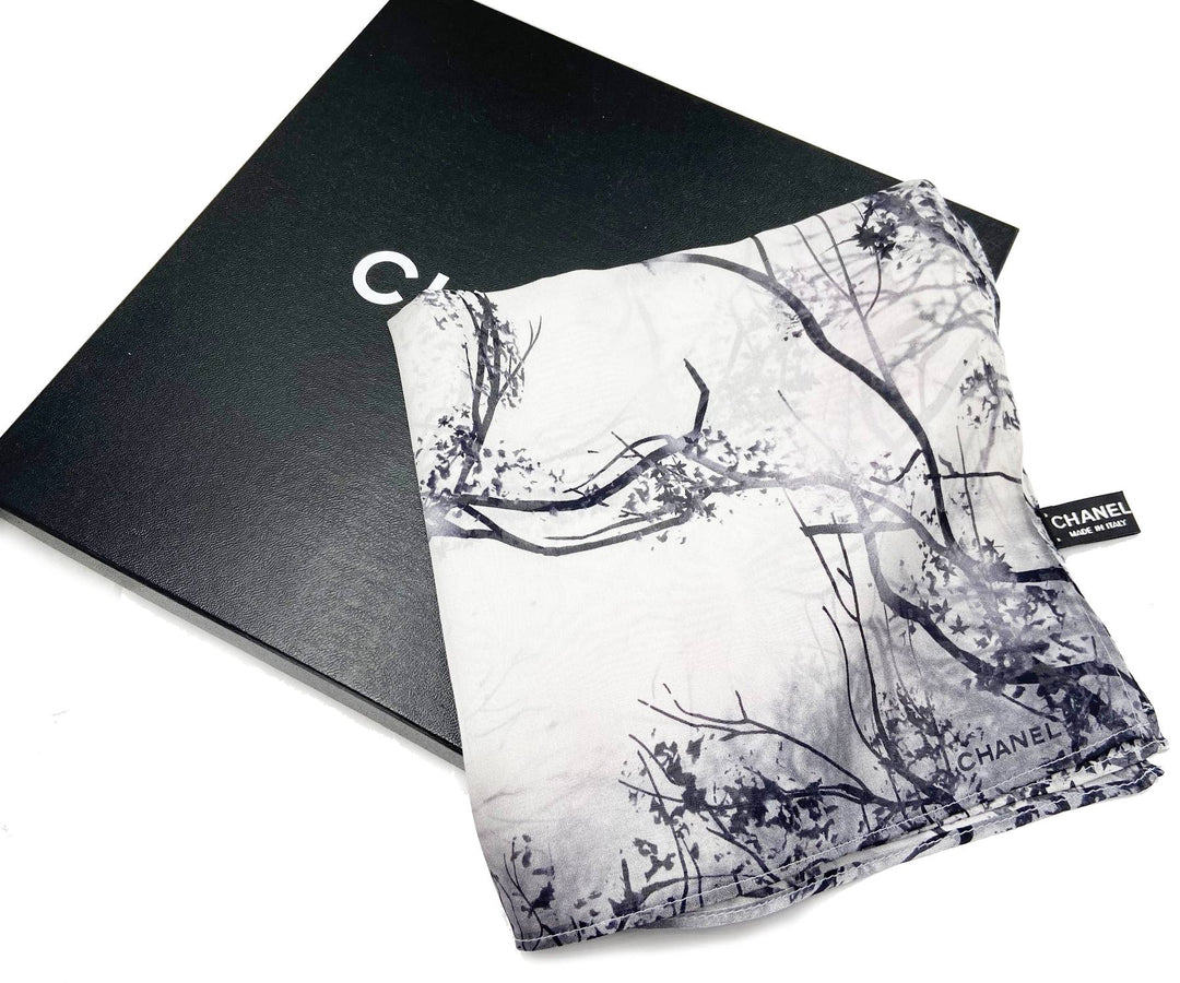 Chanel Brand New Grey CC Silk Small Scarf