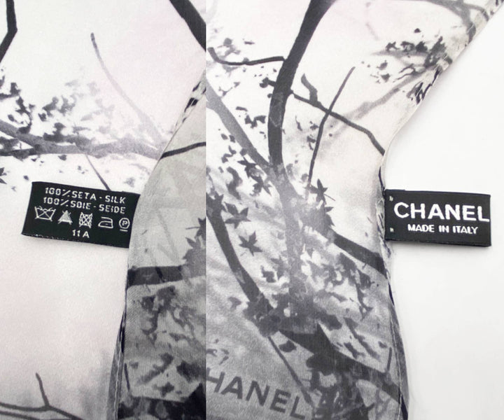 Chanel Brand New Grey CC Silk Small Scarf