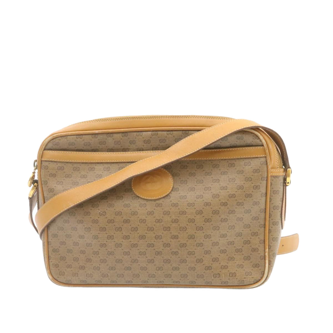 GUCCI Micro GG Canvas Cross body Shoulder Bag PVC Leather Beige  am1195g