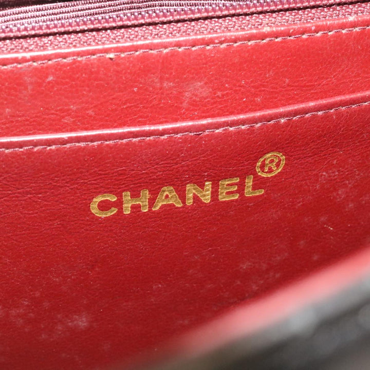 Chanel Big Matelasse New Chain Shoulder Bag Lamb Skin Black Gold Auth am1276gA