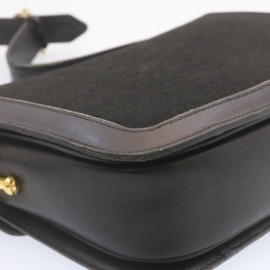 Celine C Macadam Horse Carriage Shoulder Bag Canvas Black Gold Auth am1471g