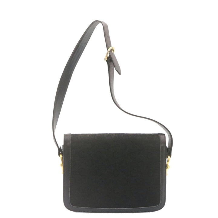 Celine C Macadam Horse Carriage Shoulder Bag Canvas Black Gold Auth am1471g