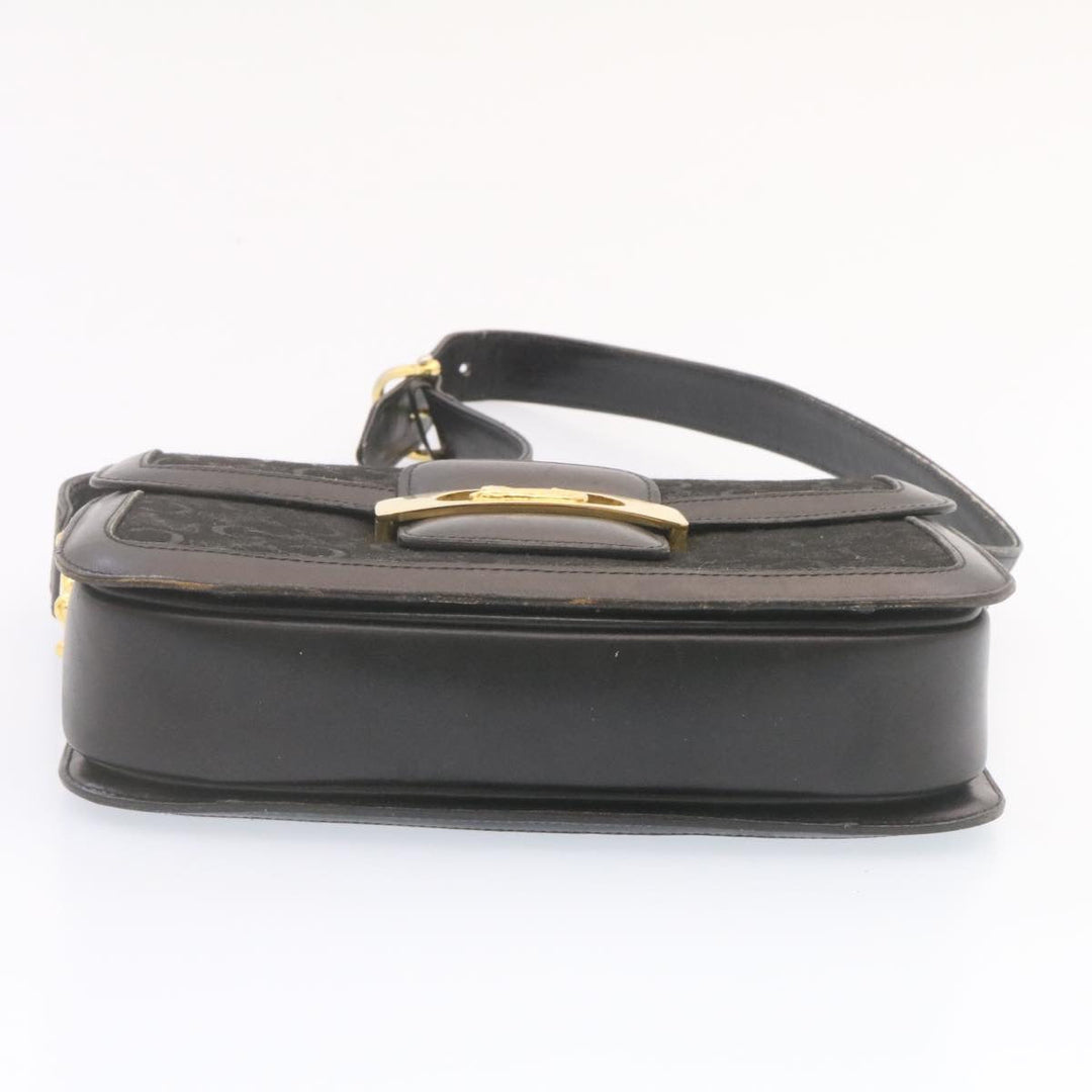 Celine C Macadam Horse Carriage Shoulder Bag Canvas Black Gold Auth am1471g
