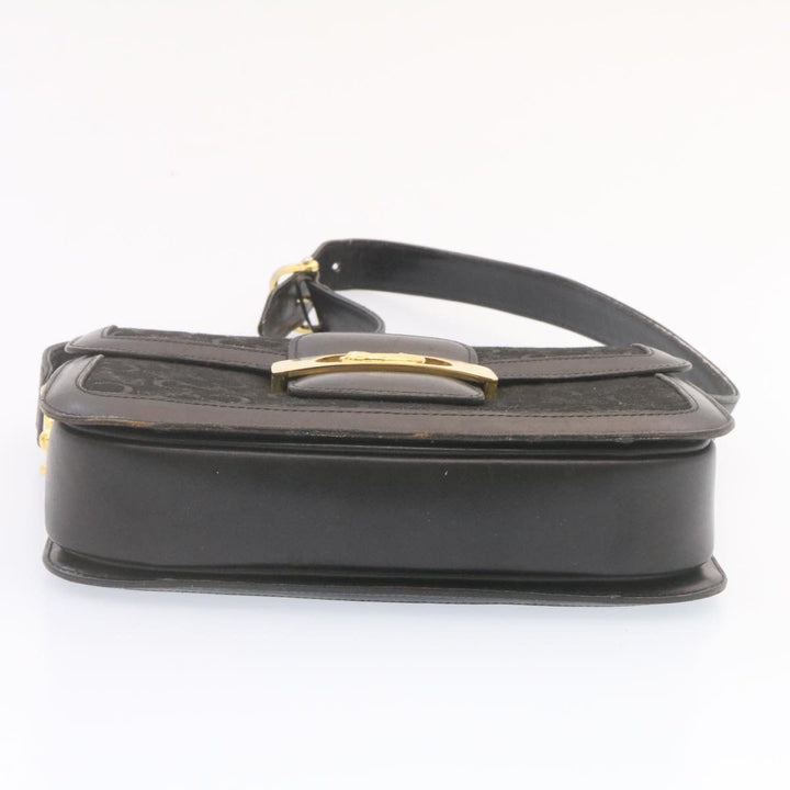 Celine C Macadam Horse Carriage Shoulder Bag Canvas Black Gold Auth am1471g