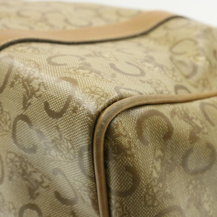 Celine C Macadam Horse Carriage Hand Bag PVC Leather Beige Auth am177g