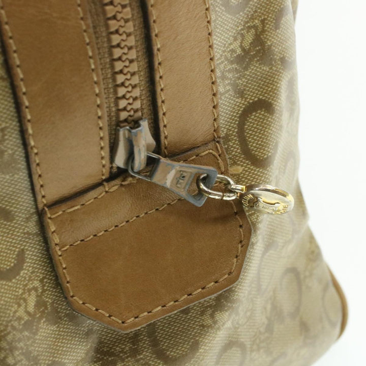 Celine C Macadam Horse Carriage Hand Bag PVC Leather Beige Auth am177g