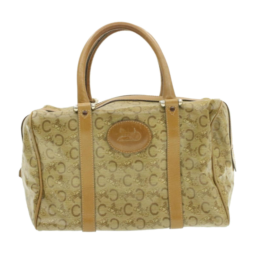 Celine C Macadam Horse Carriage Hand Bag PVC Leather Beige Auth am177g