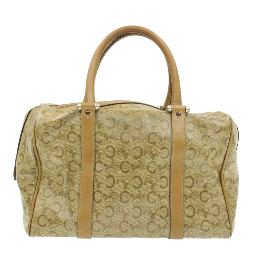 Celine C Macadam Horse Carriage Hand Bag PVC Leather Beige Auth am177g