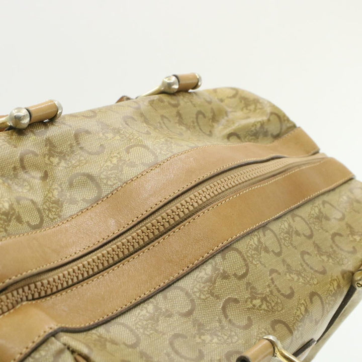 Celine C Macadam Horse Carriage Hand Bag PVC Leather Beige Auth am177g